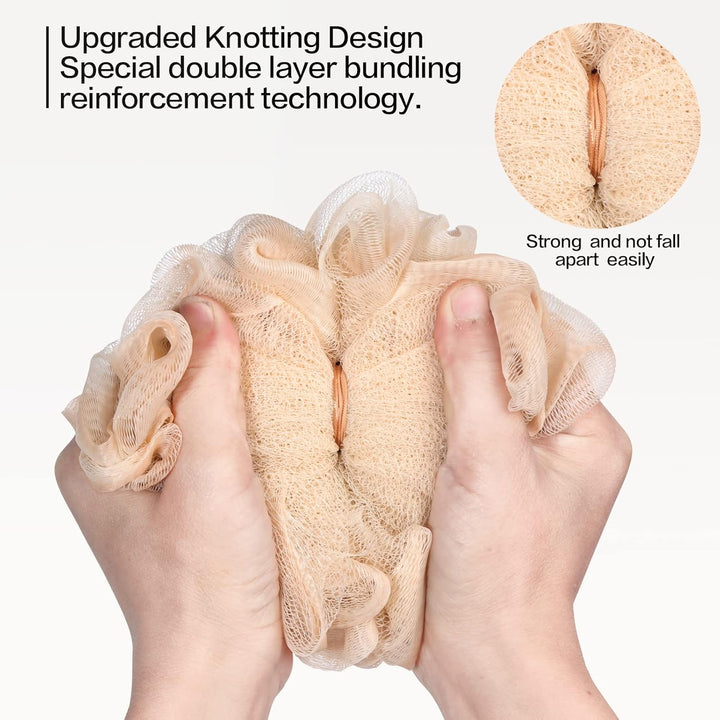 Loofah Bath Sponge Shower Loofahs, 4 Pack Soft Loofa Exfoliating Body Scrubber Mesh Shower Puff Pouf Ball Luffa for Men and Women(50G/Pcs)