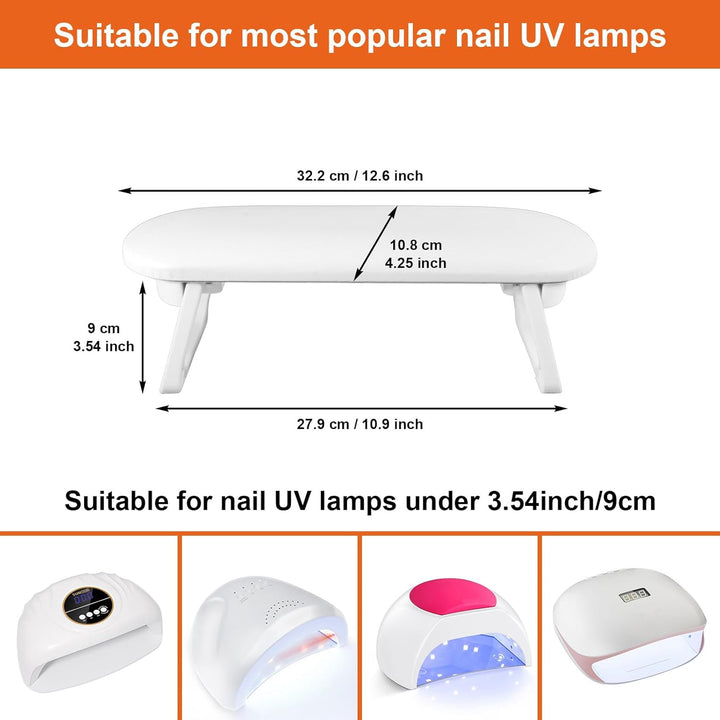 Nail Arm Rest, Foldable PU Leather Nail Hand Rest for Manicure, with Soft Nail Mat for Table, Soft Hand Rest for Acrylic Nails/Nail Hand Pillow for Manicure Salon Use-White