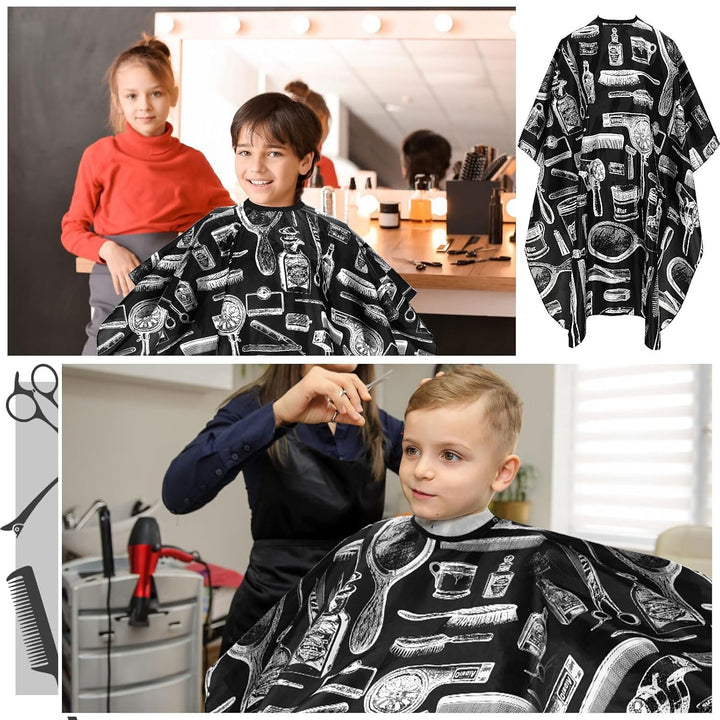 Professional Hair Cutting Cape, 2 Pcs Hairdressing Barber Salon with Closure Snap for Styling Coloring Hair Cutting Cape Accessories（Print Design）