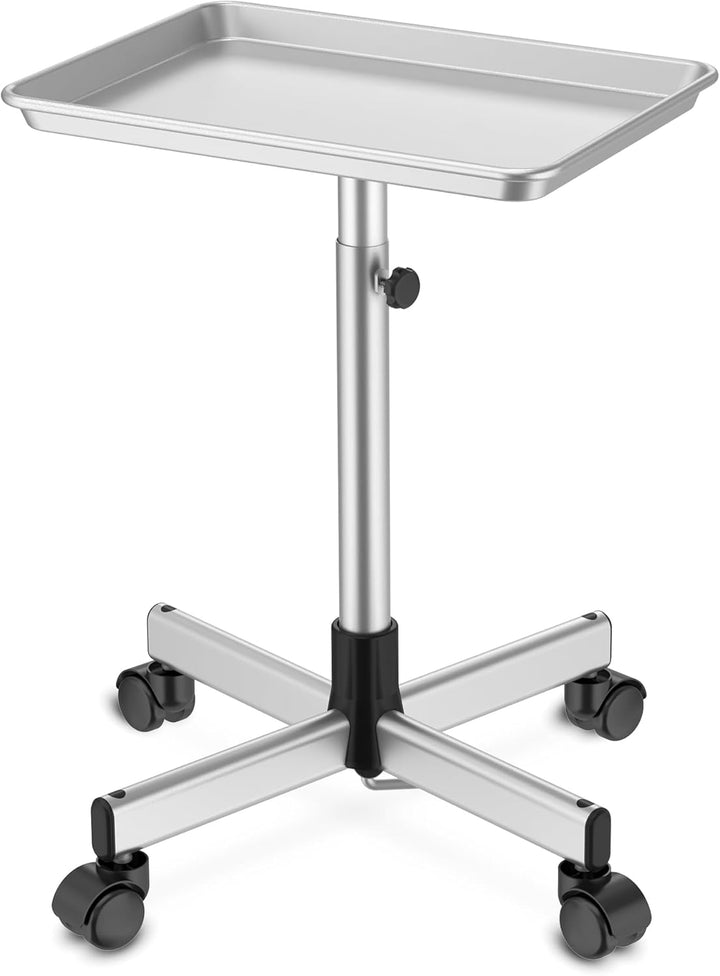 Salon Tray on Wheels - Premium Aluminum Tattoo Tray Rolling Trolley - Adjustable Salon Service Rolling Tray Hairdresser Cart with Clinic Spa Rolling Tray Wheels (Black)