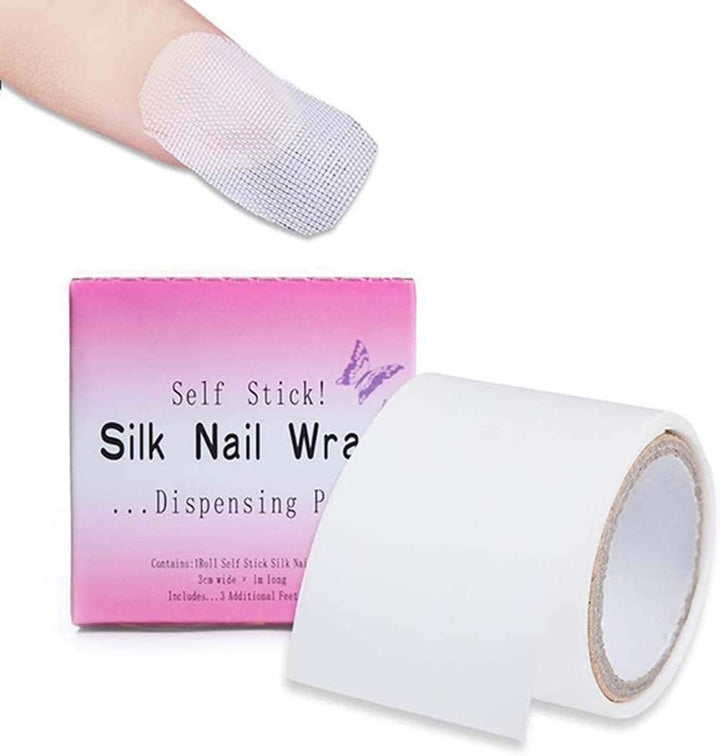 1 Roll Nail Repair Fiberglass Silk Wrap Self Adhesive anti Damage DIY Strong Protect Reinforce Extension Sticker,Nail Repair Reinforce Nail Protector Nail Art Tool for Home Use or Salon