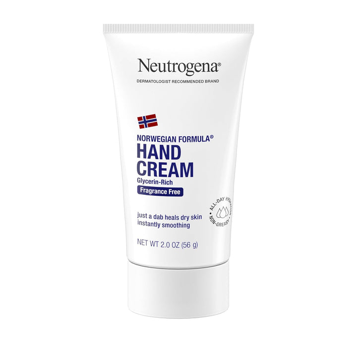 Norwegian Formula Moisturizing Hand Cream Formulated with Glycerin for Dry, Rough Hands, Fragrance-Free Intensive Hand Lotion, 2 Oz