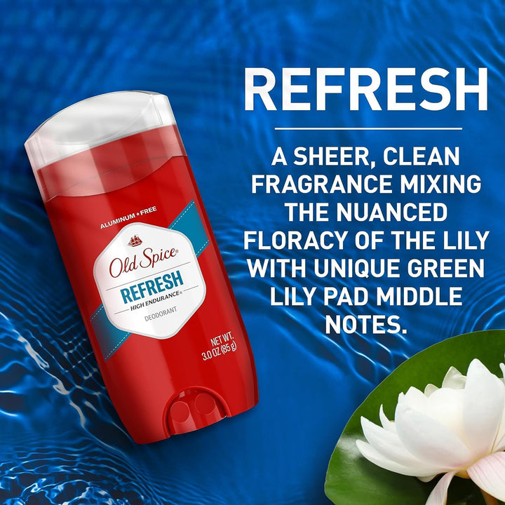 Aluminum Free Deodorant for Men, High Endurance, 24/7 Sweat Defense & Odor Protection, 24/7 Freshness & Lasting Scent, Refresh Scent, 3.0 Oz (Pack of 3)