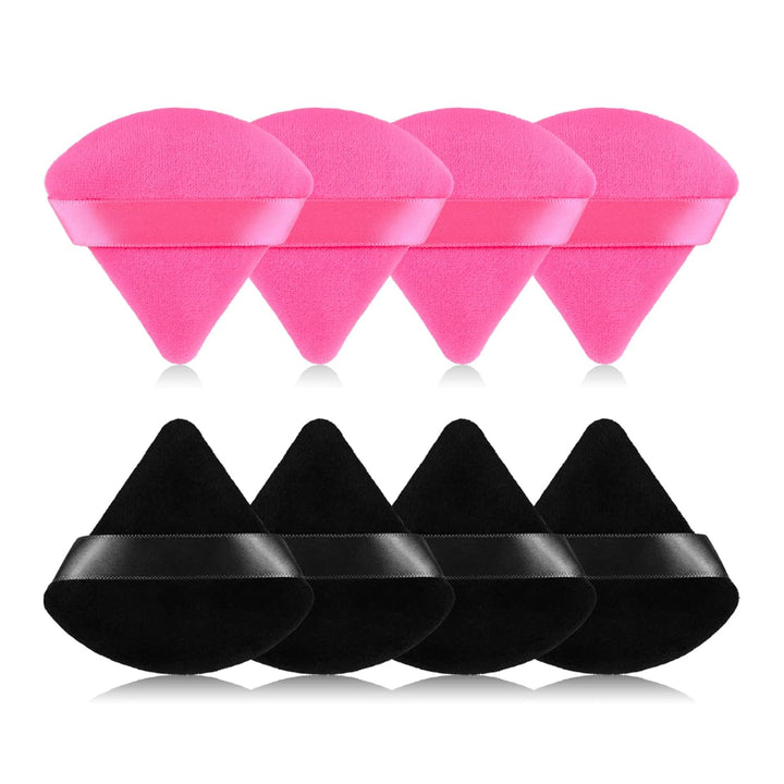 8Pcs of Triangular Powder Puff Makeup Sponges, Made of Super-Soft Velvet, Designed for Contouring, Eye, and Corner, Beauty Blender Foundation Mixing Container.(Black)