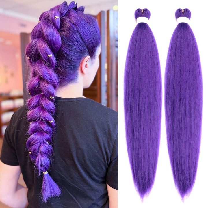 Purple Braiding Hair Extensions 30Inch Pre Stretched Synthetic Braiding Hair for Braids as Rumi Hair Style (Purple, 30 Inch (Pack of 2))