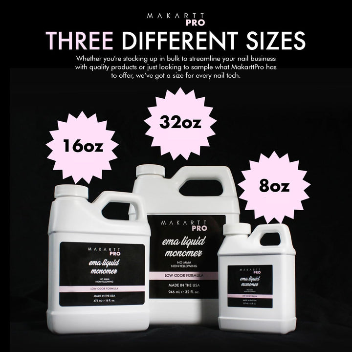 Low Odor, MMA Free Monomer, Non-Yellowing Professional Grade Formula, Beginner Nail Tech Friendly - Essential Acrylic Nail Supply for Nail Technicians (8 Fl Oz)