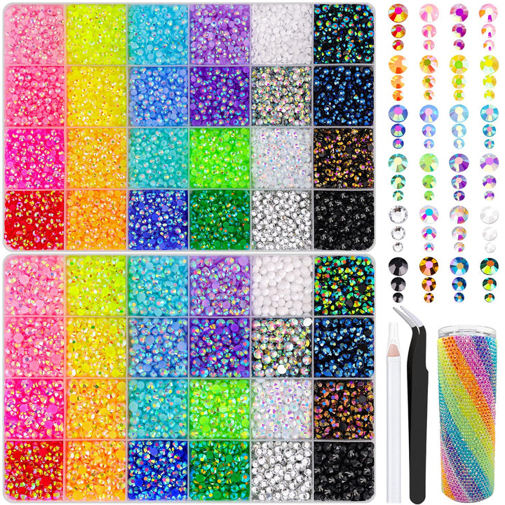 13000Pcs Flatback Pearls for Crafting (White), Assorted Size 2/3/4/5/6/8/10Mm Half Pearl Bead Gems with 3Pcs 10Ml B7000 Jewelry Glue, Bedazzling Kit for Crafts Shoes Graduation Cap Nail Art