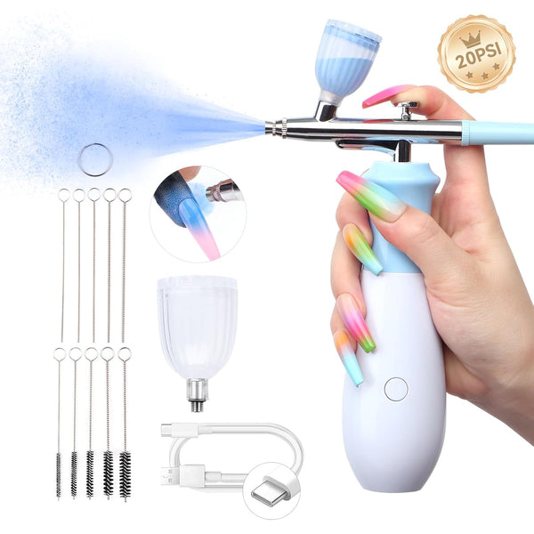25 PSI Airbrush for Nails: Rechargeable Nail Airbrush Machine 3 High-Pressure Modes Cordless Airbrush Kit with Compressor 0.3 Mm Nano Nozzle Airbrush Paint Airbrush Makeup for Nails Art
