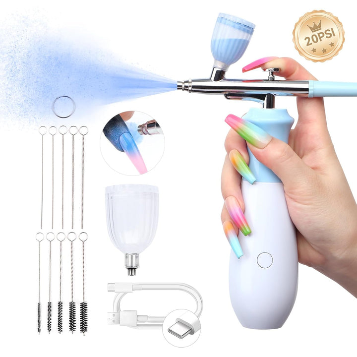 Advanced Airbrush for Nails: Limitless Nail Art Creativity Airbrush Kit Pro Dual-Mode Rechargeable 0.3Mm Nozzle Makeup Set Nail Airbrush Machine for Ombre French Airbrush Paint Salon（Purple）