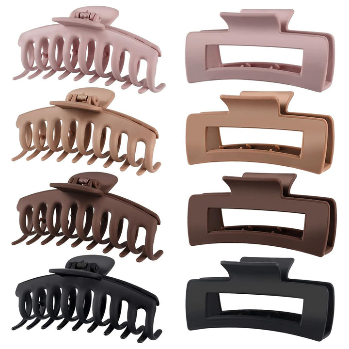 8 Pack Big Hair Claw Clips for Women Large Claw Clip for Thin Thick Curly Hair 90'S Strong Hold 4.33 Inch Nonslip Matte Jumbo Hair Clips (8 Pcs)