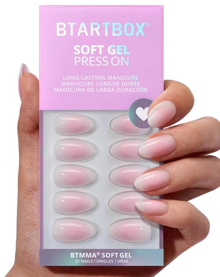 White Press on Nails Short - Soft Gel Press on Nails Almond, White Glue on Nails with Nail Glue, Reusable Stick on Nails in 16 Sizes, Cream Puff