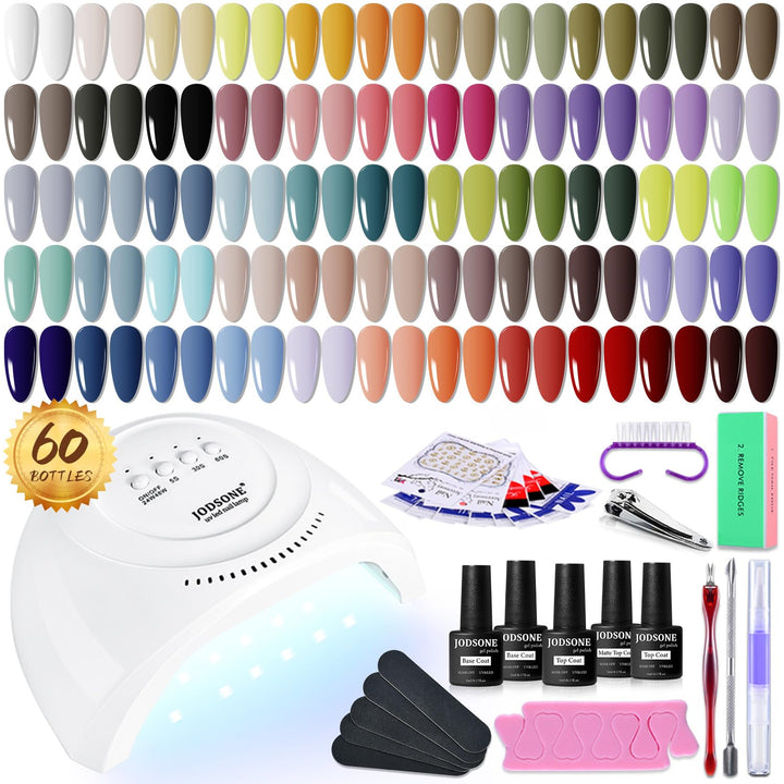 36 PCS Gel Nail Polish Set-32 Colors Gel Polish Kit Base Coat Glossy Matte and Glitter Top Coat Nail Polish Set Green Blue Red Pink Collection Gifts for Women