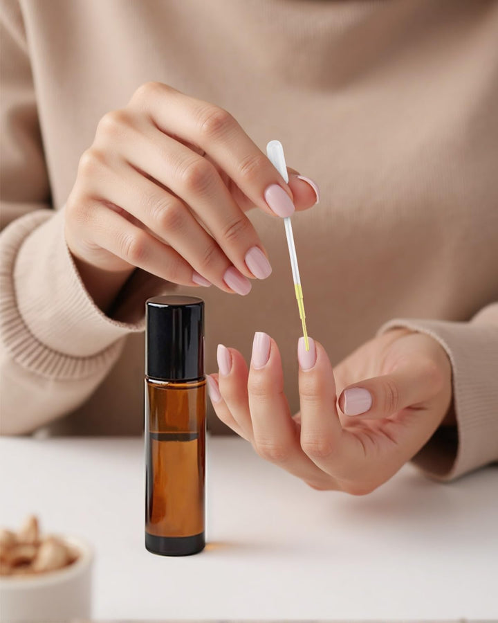 4 Pack Essential Oil Roller Bottles, 10Ml Refillable Amber Glass Roller Bottles with Stainless Steel Roller Balls and Caps for Travel, Perfume and Lip Gloss