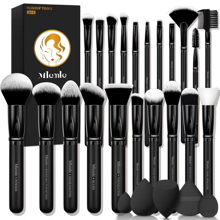 Makeup Brushes Set,  Professional 26 Pcs Makeup Kit, Include Powder Foundation Concealers Blush Eye Shadows 21 Pcs Makeup Brushes and 2 Powder Puff, 3 Makeup Sponge(A01-Pink)
