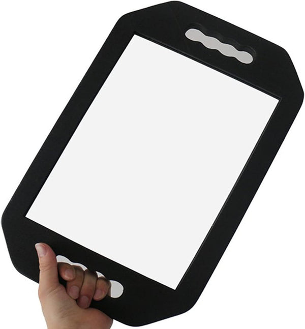 Barber Mirror Handheld Foam, Salon Large Foam Hand Mirror with Double Handle, Square Barbershop Handheld Mirror, Black