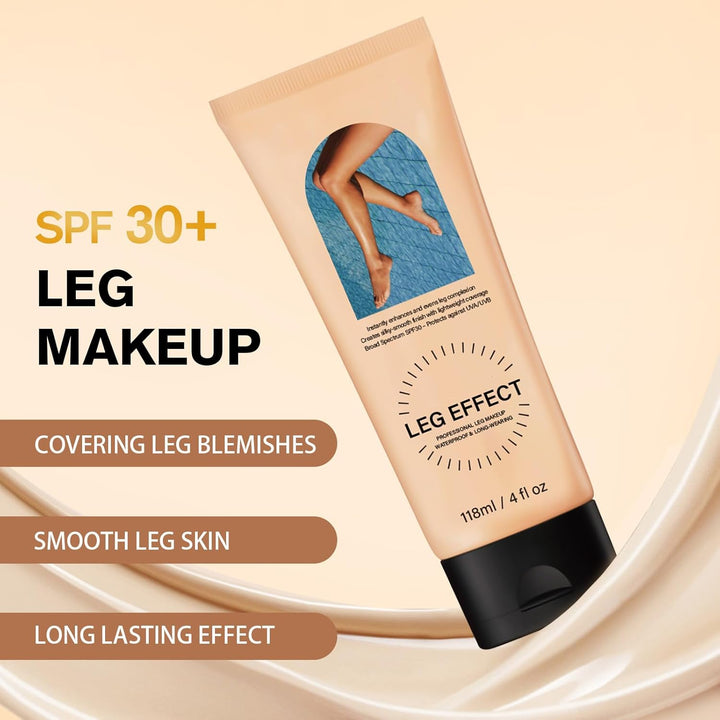Leg Makeup Waterproof with Brush, No Transfer Body Makeup for Legs Full Coverage Waterproof Concealer, Scar & Tattoo Cover up for All Skin Tones, Long Lasting Makeup (#02)