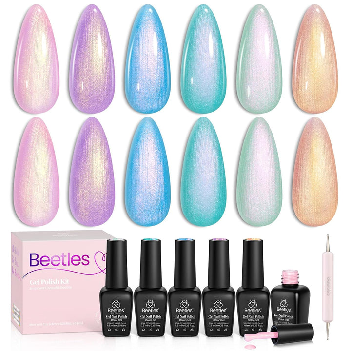 Beetles Nude Gel Nail Polish Set - 6 Colors Nude Pink Brown Neutral Jelly Gel Polish Kit Sheer Translucent Effect Soak off UV Nail Art Design Drunken Rose Collection Manicure Gift for Women