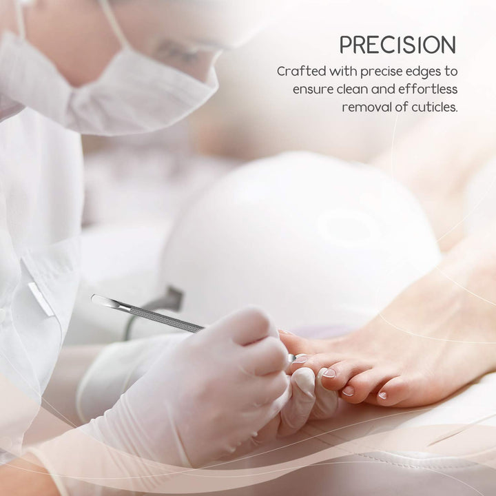 Professional Cuticle Pusher and Spoon Nail Cleaner | Dual Sided Stainless Steel Pusher and Nail Cleaner | for Nail and Cuticle Care | by Sterling Beauty Tools