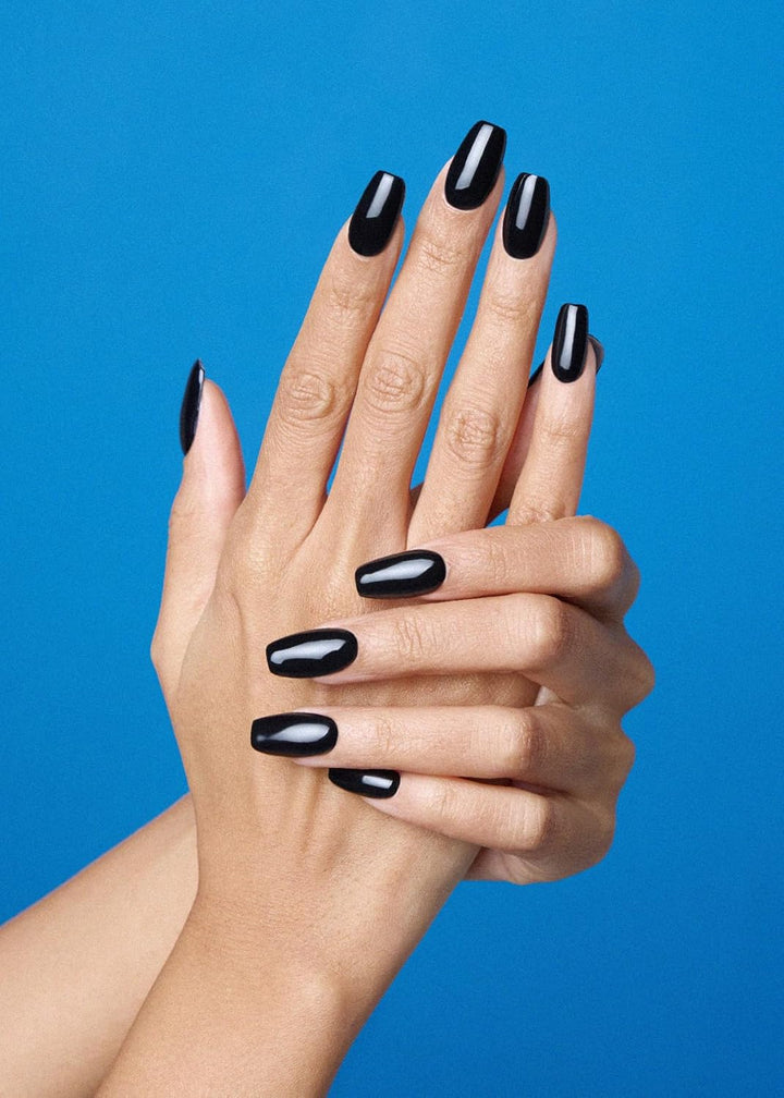 Semi Cured Gel Nail Strips (N Onyx) - Dark, Solid, Works with Any UV/LED Lamps, Salon-Quality, Long Lasting, Easy to Apply & Remove - Includes 2 Prep Pads, Nail File & Wooden Stick