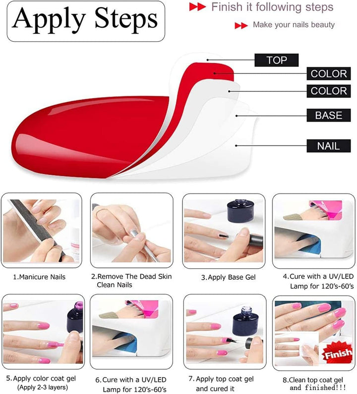 15Ml No Wipe Top Coat Base Coat Soak off UV LED Drying Long Lasting Shiny Nail Varnish Set