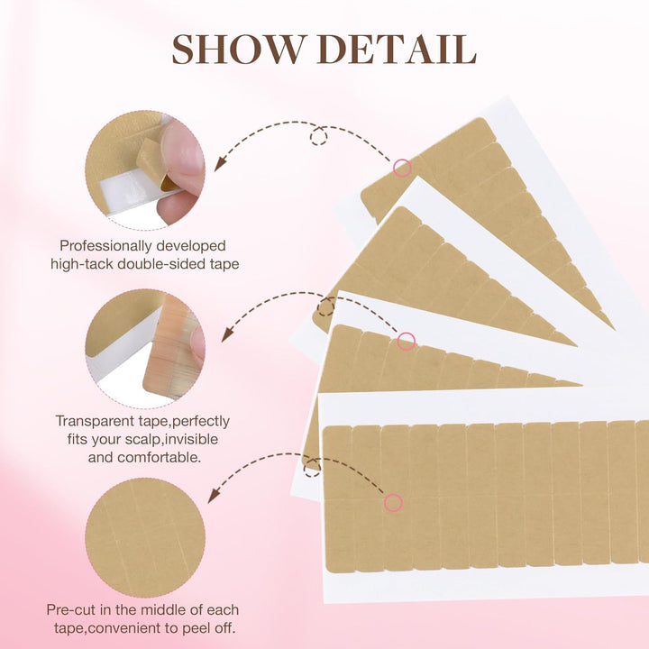 Hair Extension Tape Double Sided Adhesive Replacement Tape, Professional Strong Tapes for Tape in Hair Extensions 72Pcs, 1.6 * 0.3Inch per Piece
