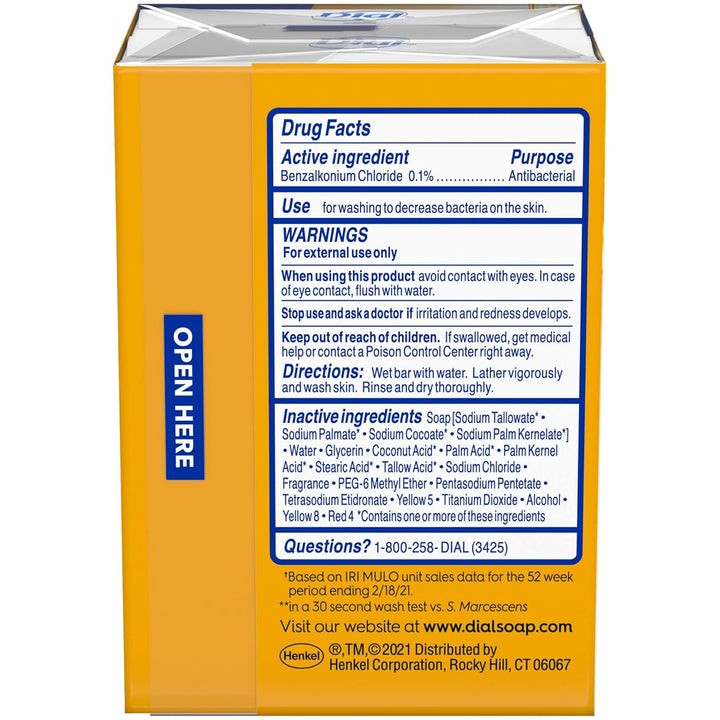 Gold Antibacterial Deodorant Bar Soap, 3.2 Ounce, (Pack of 2)