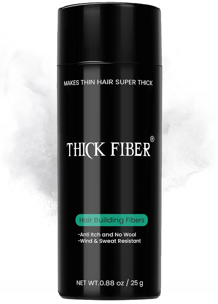 Hair Fibers for Thinning Hair & Bald Spots (BLACK) - 25G Bottle - Conceals Hair Loss in Seconds - Hair Powder for Women & Men