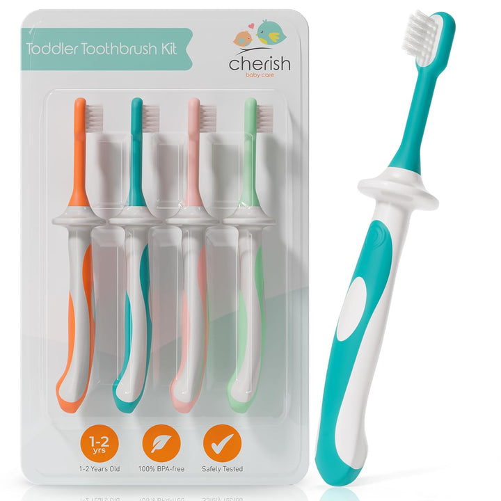 Baby Toothbrush & Toddler Toothbrush Set (0-2 Years) - Bpa-Free & Safety-Tested, 2023 Award Winner, Food-Grade Silicone (Teal)