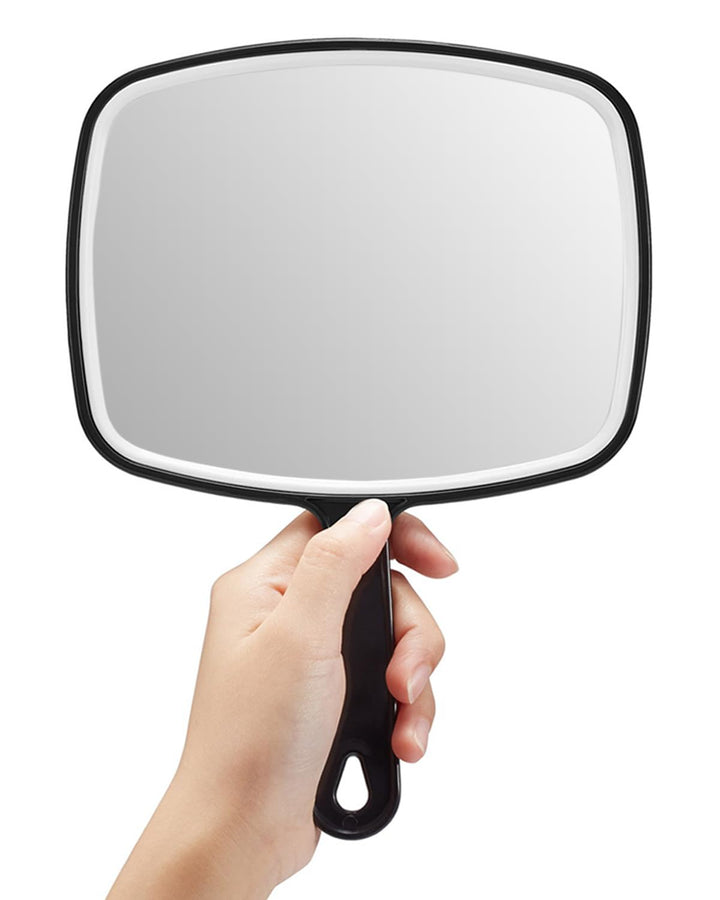 Hand Mirror, Black Handheld Mirror with Handle, 6.6" W X 9.2" L