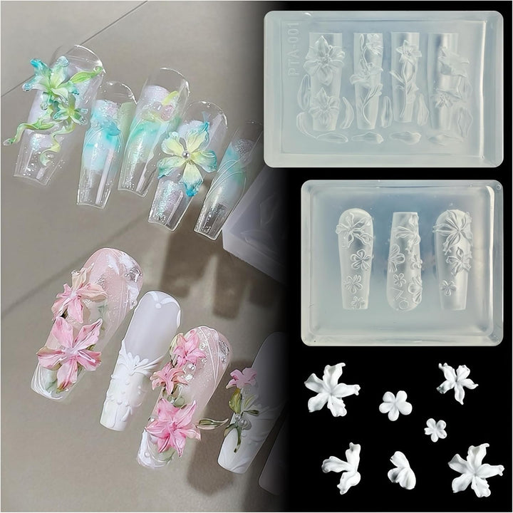 3D Flowers Nail Mold Silicone Nail Tools Spring Flower Nail Charms Resin Molds Nail Art for Accessories Nail Supplies