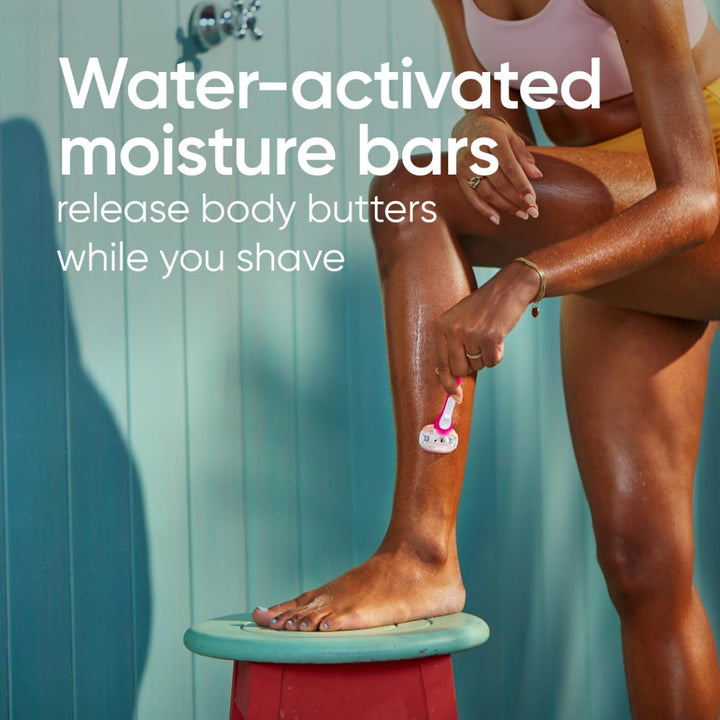 Comfortglide Disposable Razors for Women, 2 Count, White Tea Scented Moisture Bars for a Smooth Shave