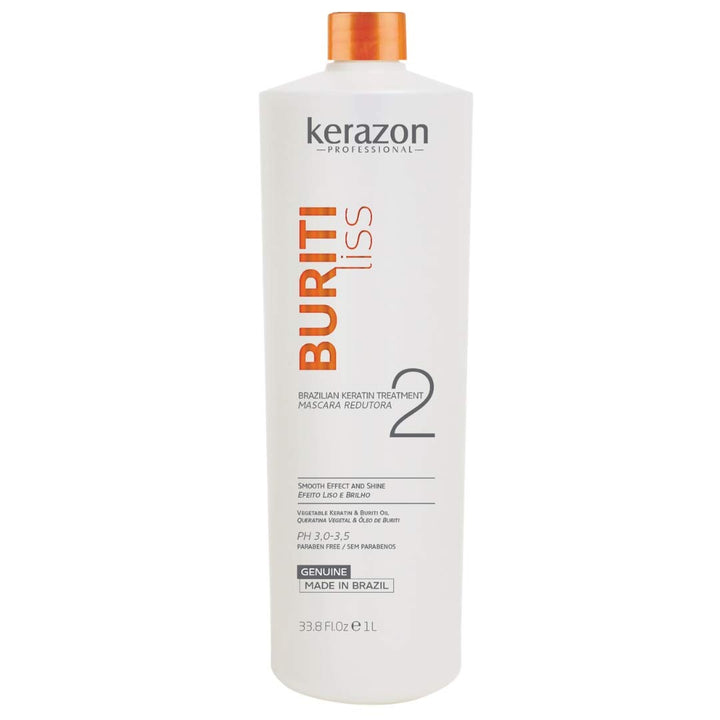 KERAZON Brazilian Keratin Treatment Buriti Liss Kit 2Oz/60Ml - at Home Keratin Treatment Smoothing and Straightening - Keratina Para Alisar El Pelo - for All Hair Types