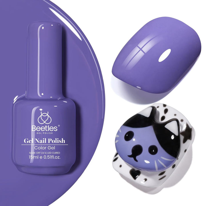 Beetles Black Gel Polish, 1 Pcs 15Ml Audrey Black Nail Polish Color Gel Nail Polish Halloween Nails Soak off Art Manicure Salon DIY Uv Lamp Nail Design Decoration at Home