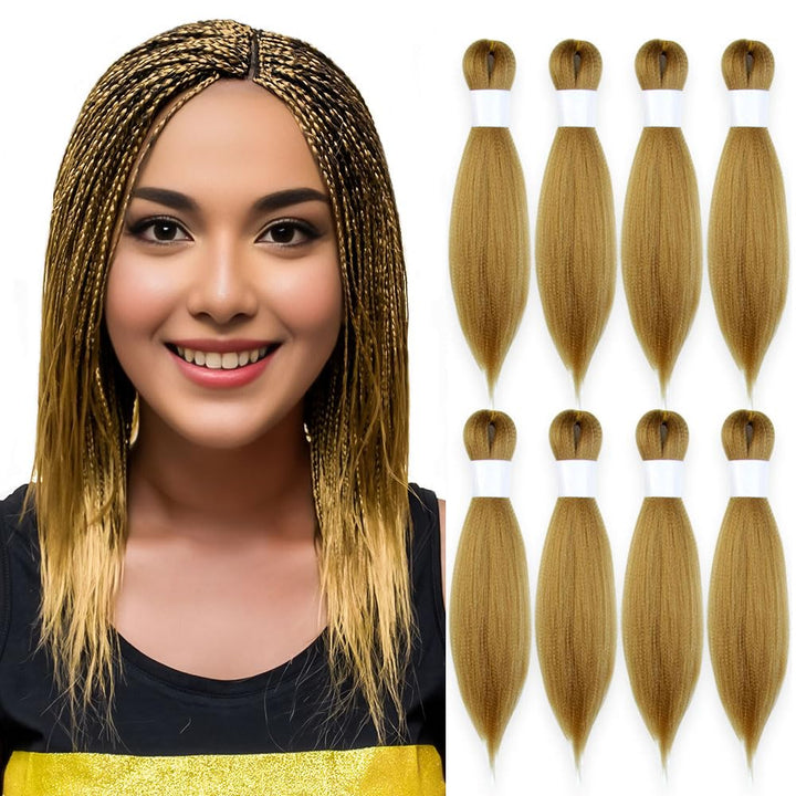 Purple Braiding Hair 20 Inch Pre Stretched Hair Long Straight Crochet Braids Yaki Texture Synthetic Fiber 4 Packs (Dark Purple)