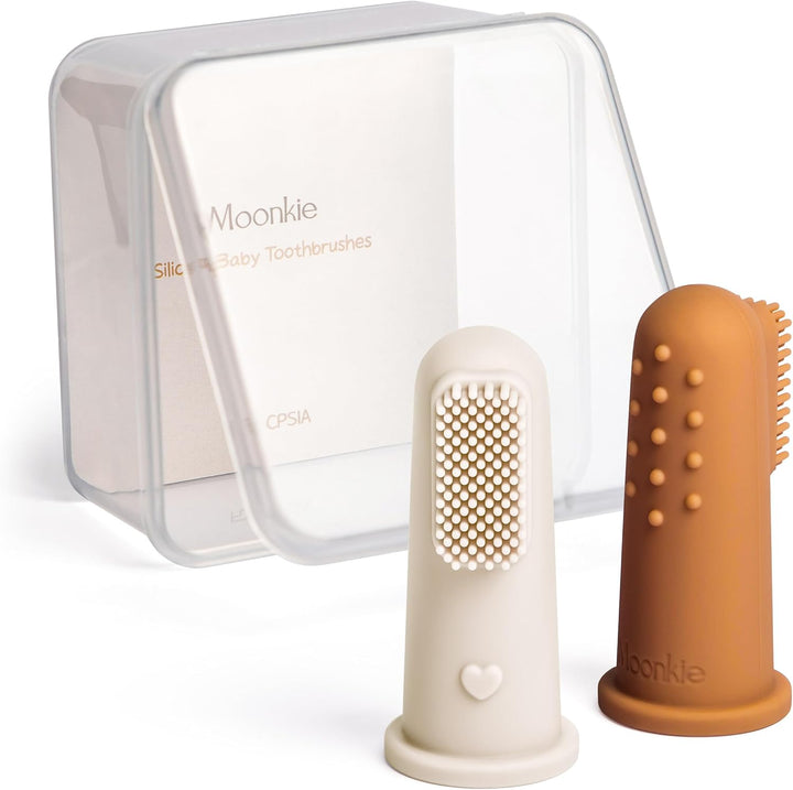 Baby Finger Toothbrush Tongue Oral Cleaner Kit for 3 Months +, 3 Pcs (Blush/Pale Mauve/Blush)