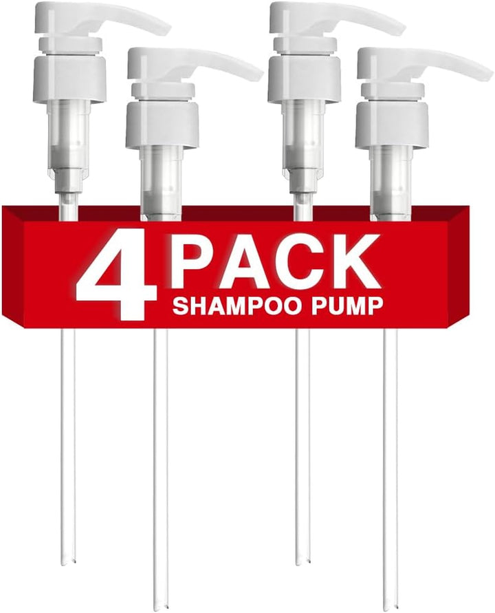 4-Pack Shampoo Pump for Liter 33.8 Oz Shampoo and Conditioner Pump Dispenser Fits Most Salon Bottles with 1-Inch Wide Opening, Black & White Replacement Pump Top for Soft Hair Product,Body Wash,Lotion