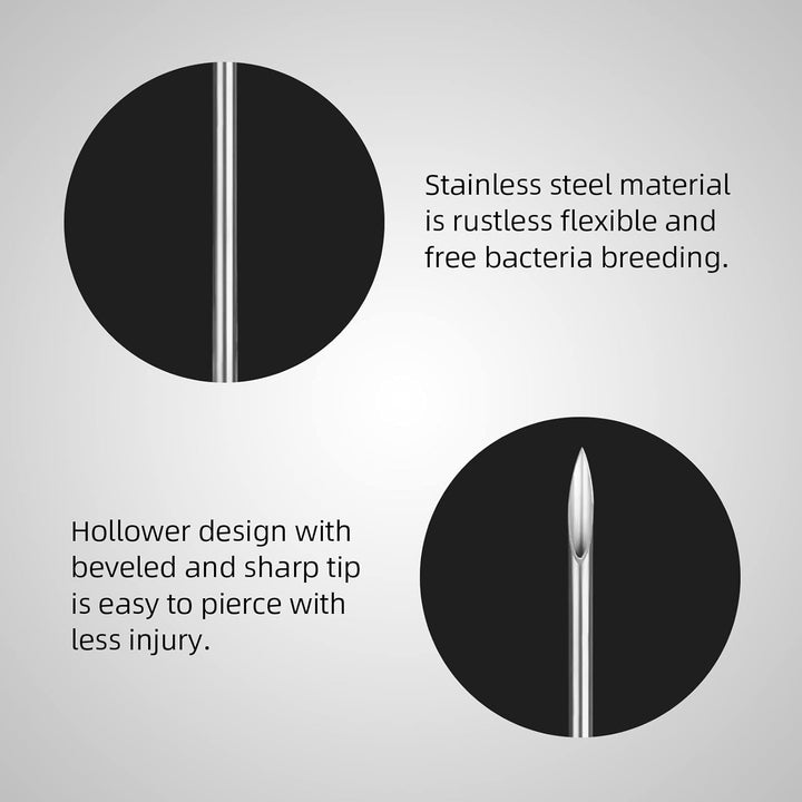 Body Piercing Needles, 10Pcs 16G Stainless Steel Sterile Disposable Ear Nose Navel Nipple Lip Piercing Needles