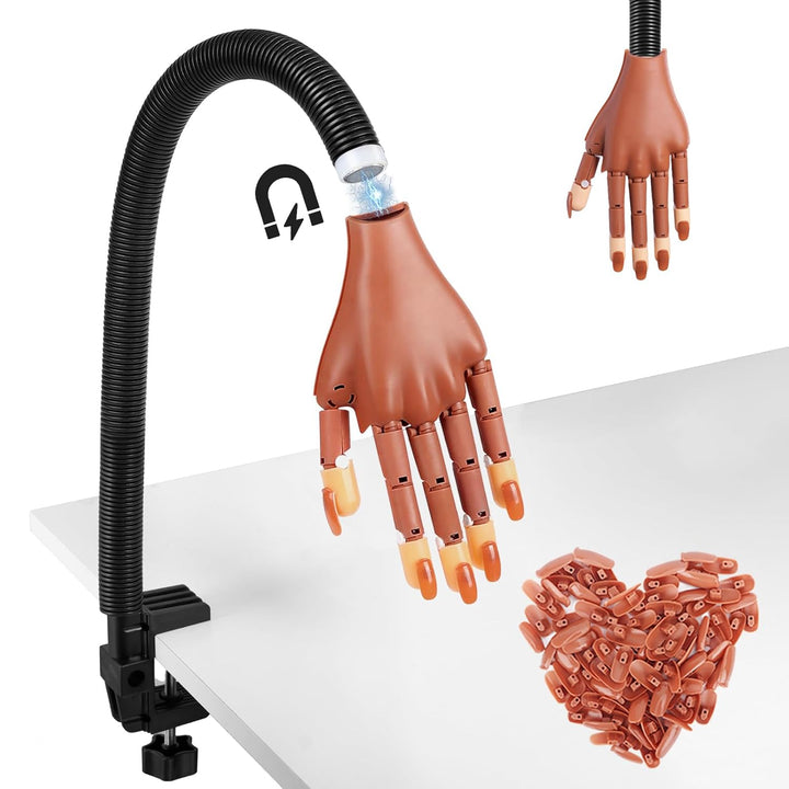 Magnetic Practice Hand for Acrylic Nails: Flexible Fake Nail Training Hand Practice - Manicure Hand Practice Kit for Beginners