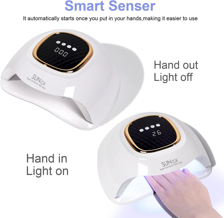 UV Nail Lamp - Fast Drying, Powerful & Efficient LED Nail Lamp with 4 Timing Settings & Infrared Automatic Sensor Professional UV Light for Home Salon Nail Art Tools