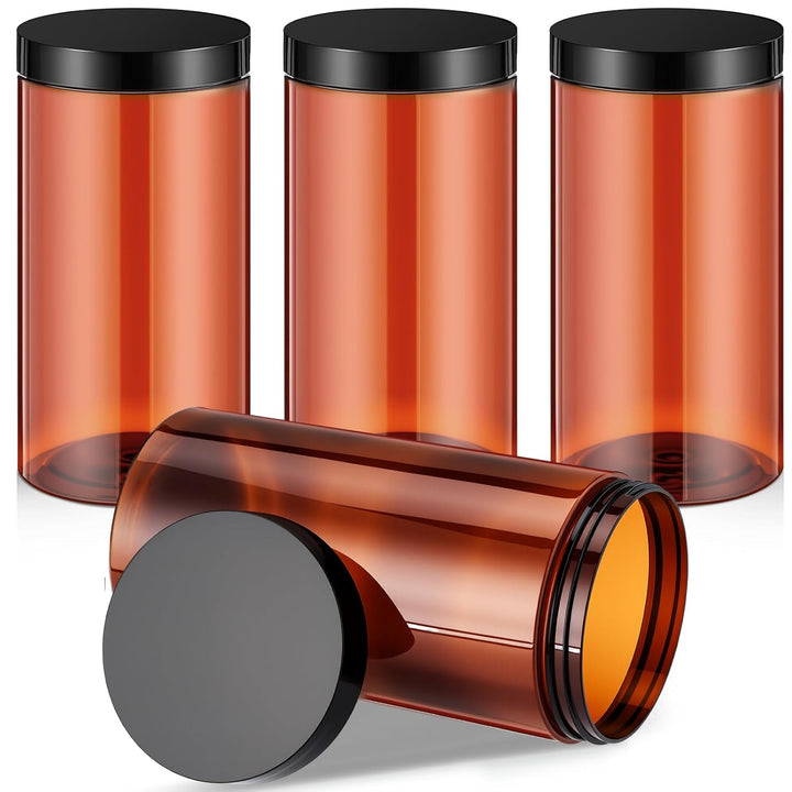 4 Pieces round Wide-Mouth Leak Proof Plastic Container Jars with Lids for Travel Storage Makeup Beauty Products Face Creams Oils Salves Ointments DIY Making(1 Ounce,White)