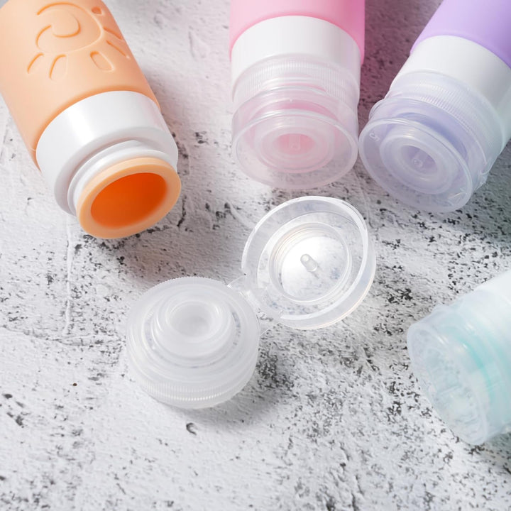 18 Pack Travel Bottles for Toiletries, TSA Approved Silicone Travel Containers Leak Proof Refillable Travel Accessories for Shampoo Conditioner Lotion Body Wash(Multicolored C)
