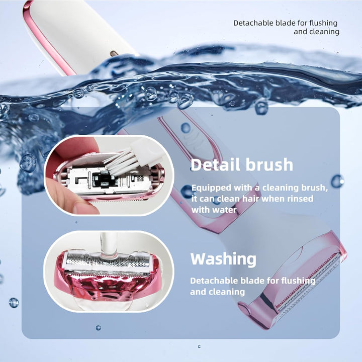4-In-1 Electric Razor for Women - Rechargeable Painless Body & Facial Hair Remover, Bikini Trimmer for Legs, Underarm & Face, Portable Women'S Shaver Set with Smooth Glide Technology