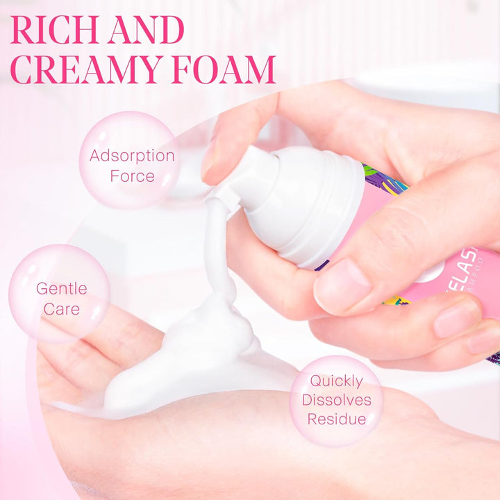 Lash Shampoo for Eyelash Extension, 60Ml/2.11Fl.Oz Eyelash Shampoo Kit with Lash Wash Brushes Gentle Lash Extension Cleanser for Professional Salon and Home Eyelash Care