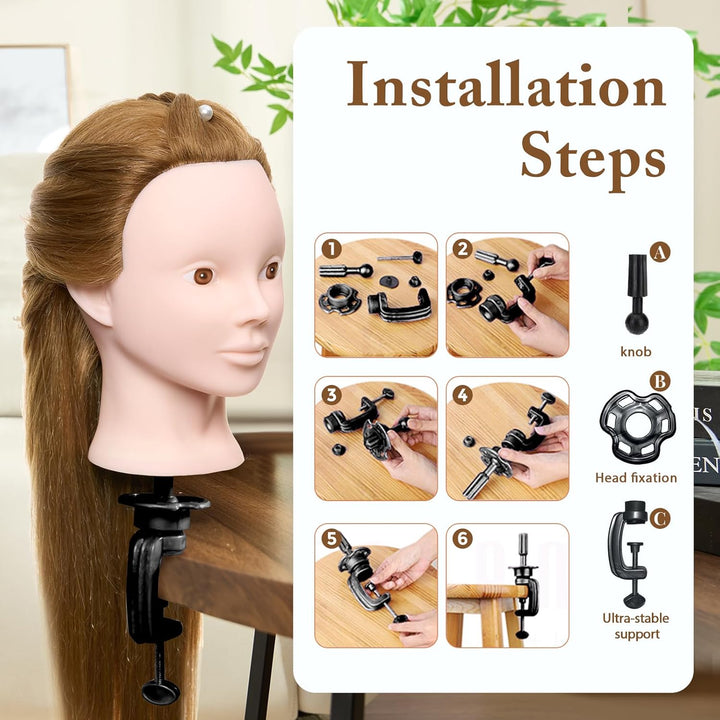 28" Mannequin Head Human Hair, 80% Real Hair Mannequin Head for Makeup Practice, Cosmetology Manikin Doll Head for Hair Styling, Hairdressing Training Head for Braiding #27