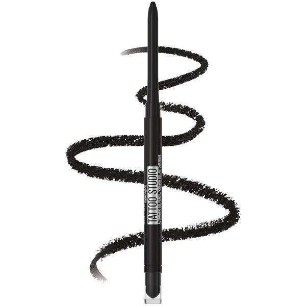 Tattoo Studio Automatic Gel Pencil Waterproof Eyeliner, Blendable, Smudge Resistant, Matte Eyeliner for up to 36HR Wear, Pitch Black (Smokey Black), Packaging May Vary