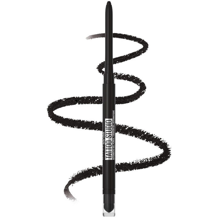 Tattoo Studio Automatic Gel Pencil Waterproof Eyeliner, Blendable, Smudge Resistant, Matte Eyeliner for up to 36HR Wear, Pitch Black (Smokey Black), Packaging May Vary
