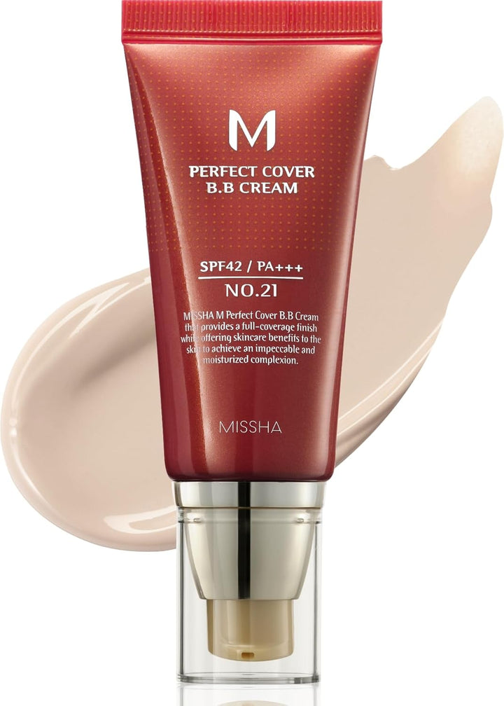 M Perfect Cover BB Cream No.23 Natural Beige -Light/Medium with Cool/Neutral Undertone SPF 42 PA +++ 1.69 Fl Oz - Tinted Moisturizer for Face with SPF