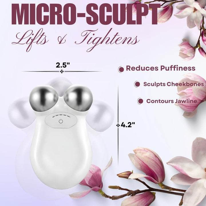 Microcurrent Facial Sculpting Device, Dual Sphere Face & Neck Tightening Tool, Portable Skin Firming & Contouring Device, Available in Pink, White, Black (Pink)