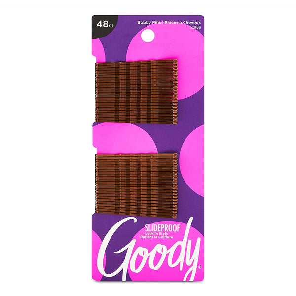 Slideproof Bobby Pins, 48 Ct, Brunette Brown, High Gloss Bobby Hair Pins for Styling, Lock in Style, Comfortable, Pain-Free Styling Accessories for Women & Men, All Hair Types