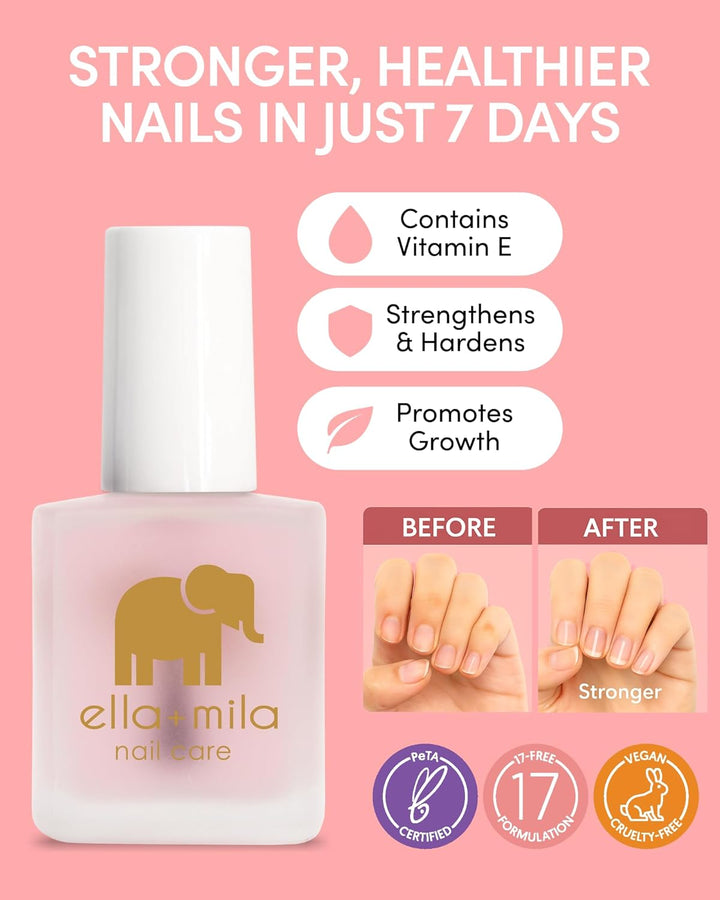 "First Aid Kiss" Nail Strengthener and Growth Treatment- Nail Repair Solution & Growth Treatment for Thin, Brittle & Damaged Nails - Nail Hardener with Vitamin E (0.45 Fl Oz)